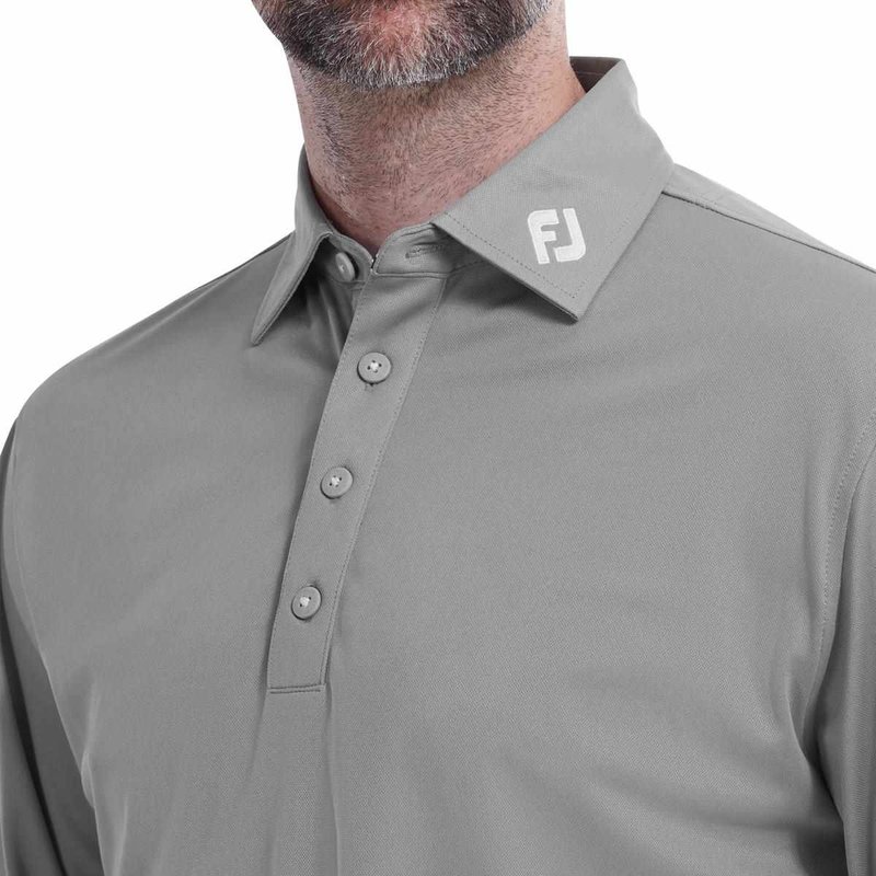 FootJoy Thermocool Self męskie polo z długim rękawem, szare