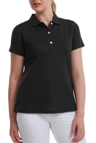 FootJoy Stretch Pique Solid damskie polo, czarne