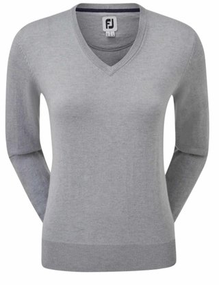 FootJoy Wool Blend V-Neck damski sweter, szary