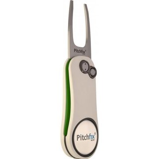 Pitchfix Hybrid 2.0 golf pitchfork + ballmarker, white/green