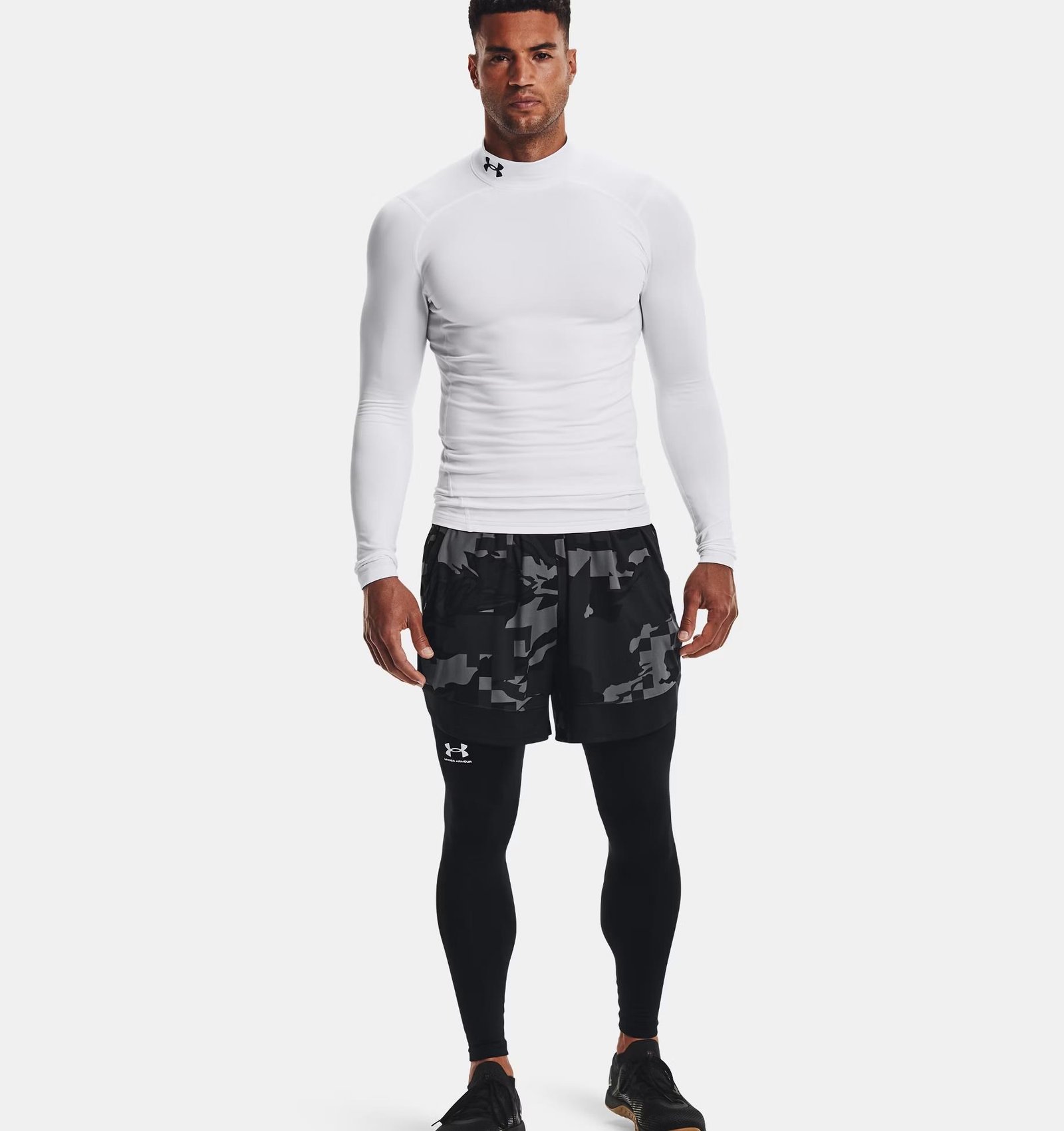Under Armour ColdGear® Compression Mock męska zimowa koszulka kompresyjna, biała