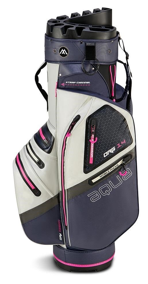 Big Max Aqua Silencio 4 Organizer cart bag, steel blue/off white/fuchsia