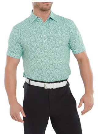 FootJoy Confetti Print Pique męskie polo, aqua surf