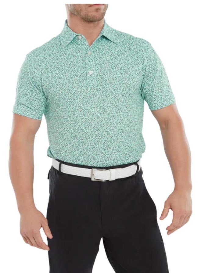 FootJoy Confetti Print Pique męskie polo, aqua surf