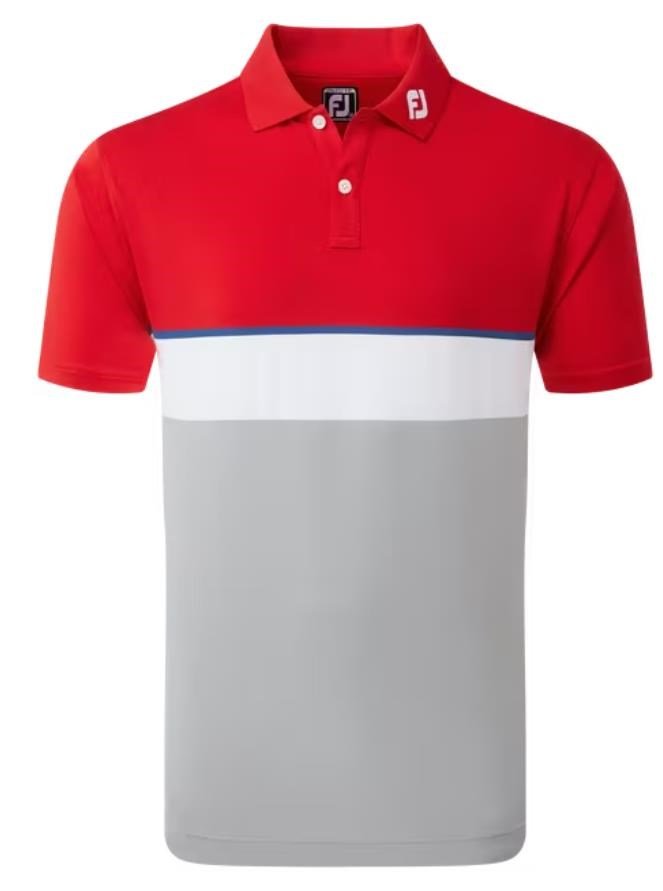 FootJoy Colour Theory Lisle męskie polo, czerwono/biało/szare