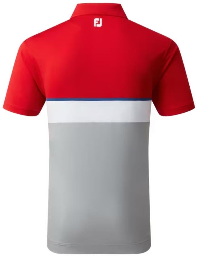 FootJoy Colour Theory Lisle męskie polo, czerwono/biało/szare