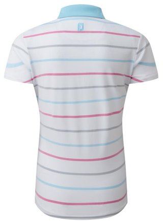 FootJoy Birdseye Stripe Smooth Jacquard damskie polo, biało/niebieskie