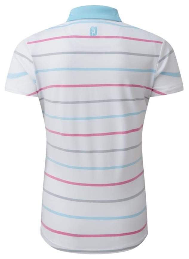FootJoy Birdseye Stripe Smooth Jacquard damskie polo, biało/niebieskie