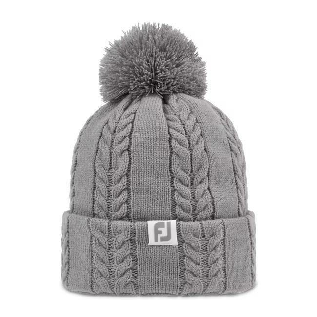 FootJoy Cable Knit Bobble damska czapka zimowa, szara