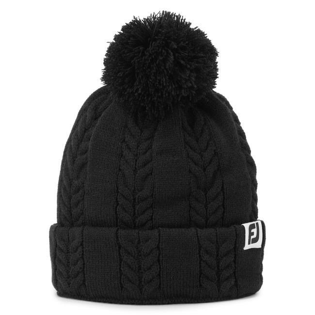 FootJoy Cable Knit Bobble damska czapka zimowa, czarna