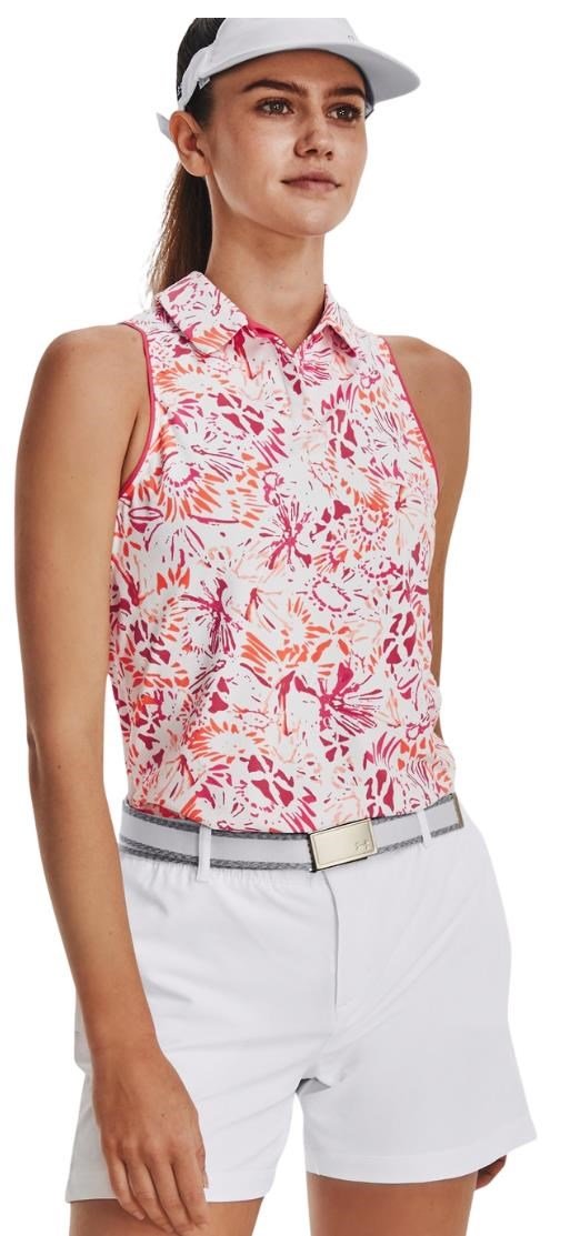 Under Armour Iso-Chill Sleeveless damskie polo, biało/różowe