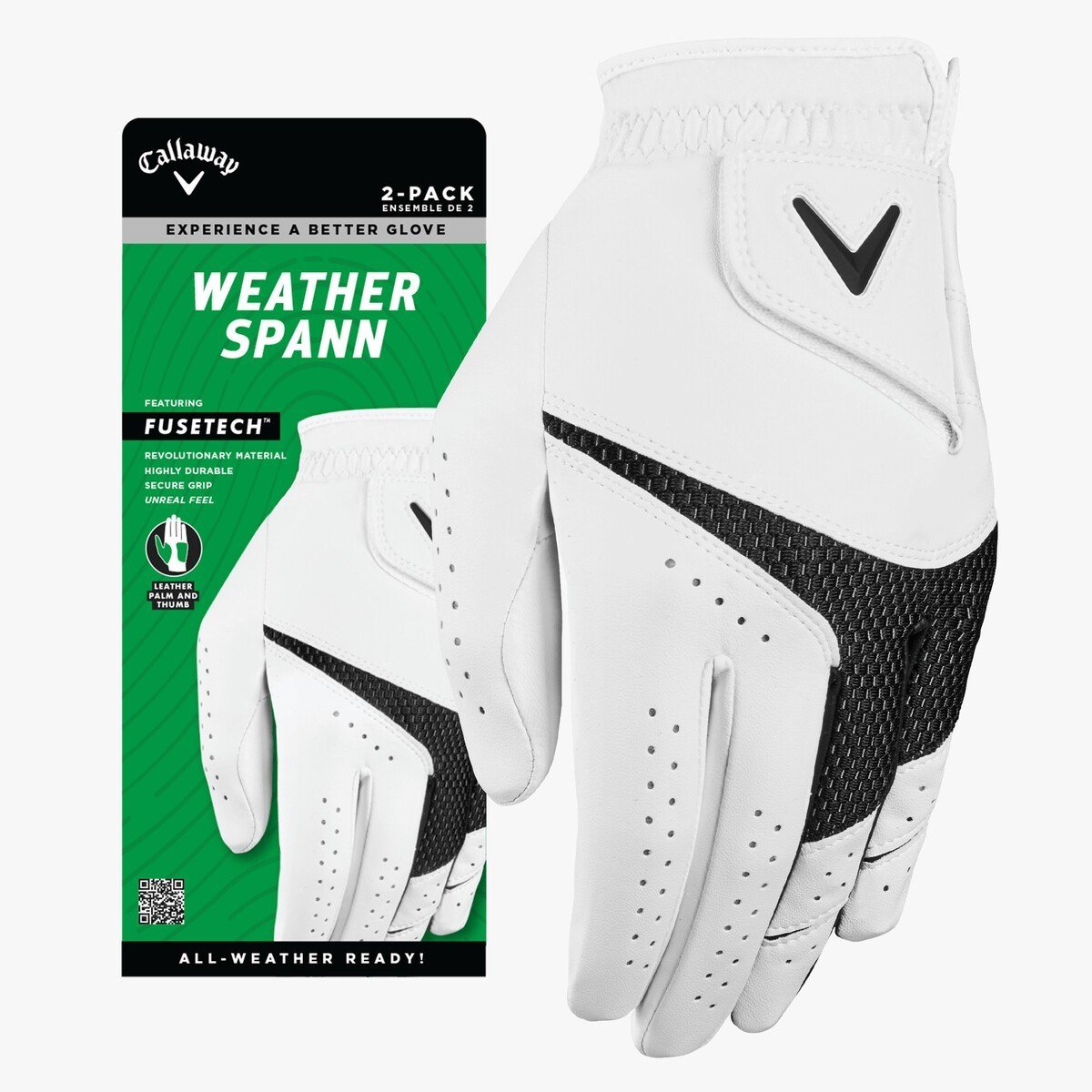 Callaway Weather Spann męskie rękawiczki golfowe, białe