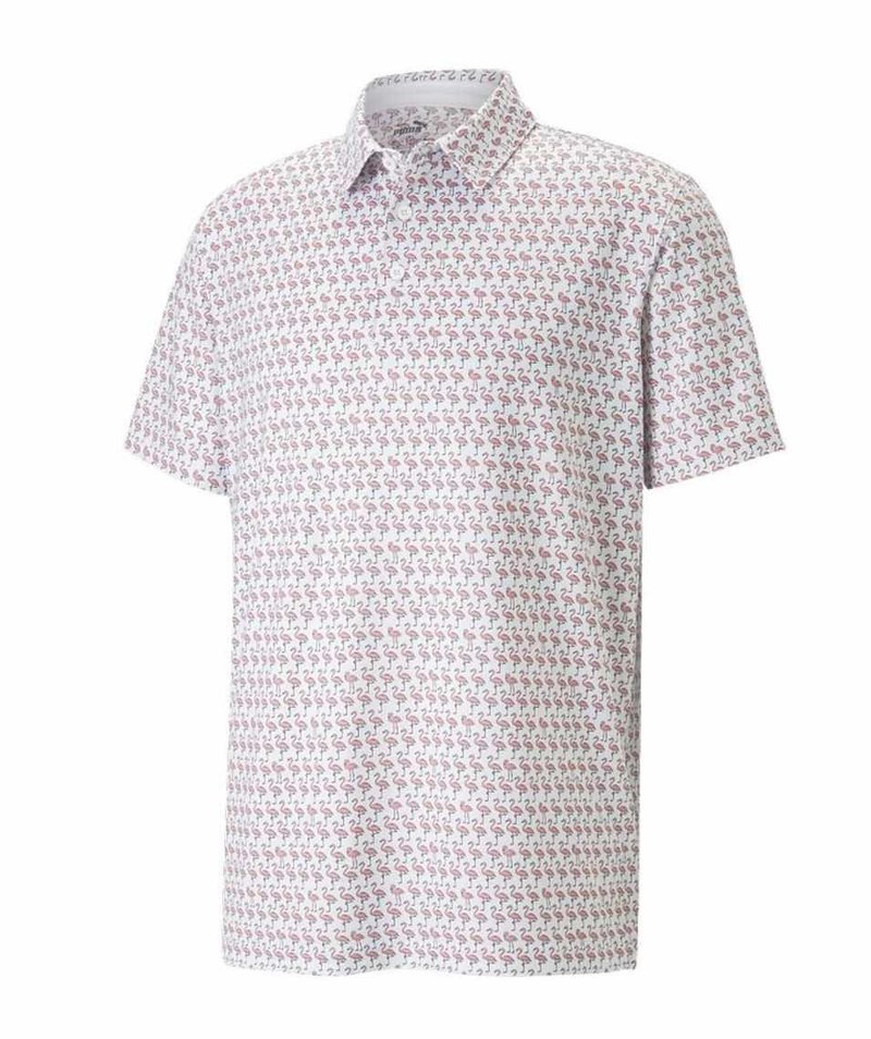Puma Mattr Flamingo męskie polo, biało/różowy