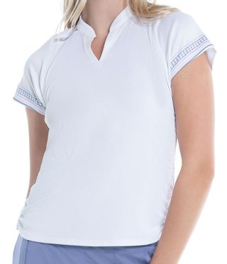 Lucky in Love Ikat Stripe damskie polo, białe