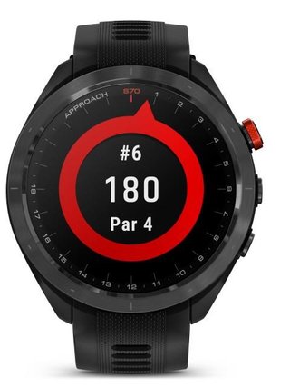 Garmin Approach S70 47 mm GPS zegarek golfowy, czarna ceramiczna luneta/czarny pasek silikonowy