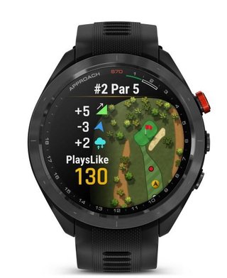 Garmin Approach S70 47 mm GPS zegarek golfowy, czarna ceramiczna luneta/czarny pasek silikonowy
