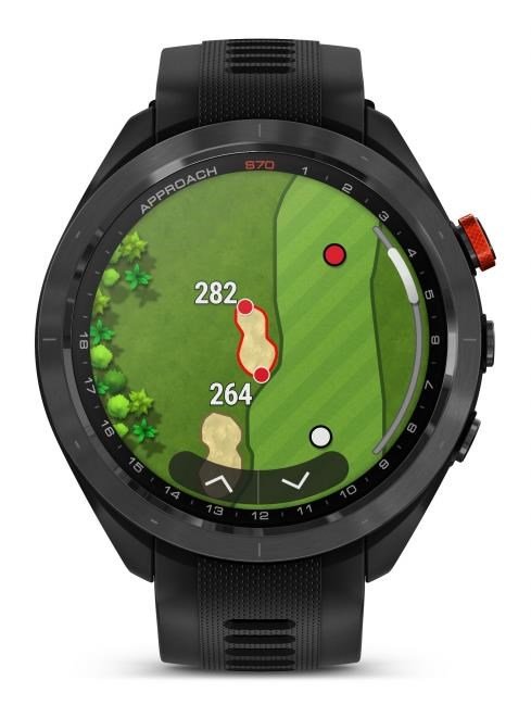 Garmin Approach S70 47 mm GPS zegarek golfowy, czarna ceramiczna luneta/czarny pasek silikonowy