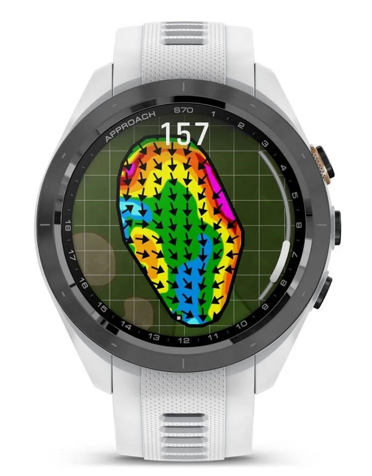 Garmin Approach S70 42 mm GPS zegarek golfowy, ceramiczna luneta czarna/pasek silikonowy biały