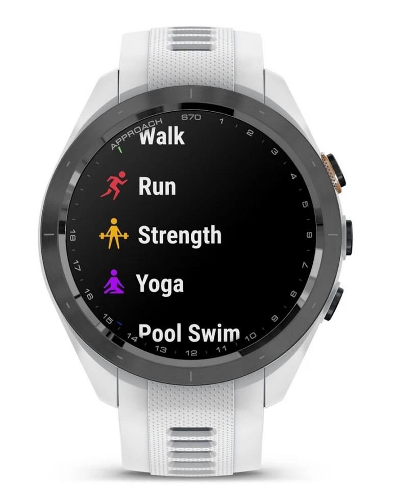 Garmin Approach S70 42 mm GPS zegarek golfowy, ceramiczna luneta czarna/pasek silikonowy biały