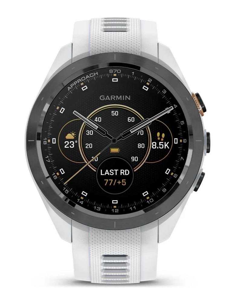 Garmin Approach S70 42 mm GPS zegarek golfowy, ceramiczna luneta czarna/pasek silikonowy biały