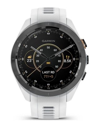 Garmin Approach S70 42 mm GPS zegarek golfowy, ceramiczna luneta czarna/pasek silikonowy biały
