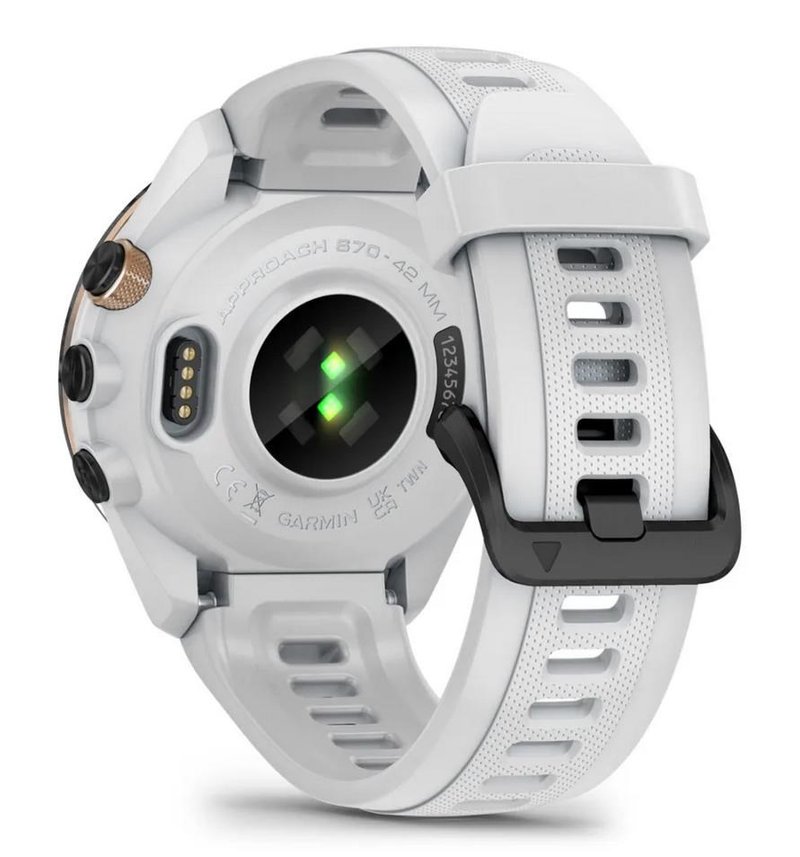 Garmin Approach S70 42 mm GPS zegarek golfowy, ceramiczna luneta czarna/pasek silikonowy biały