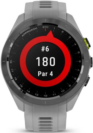 Garmin Approach S70 42 mm zegarek GPS, czarna ceramiczna luneta/pasek Powder Grey