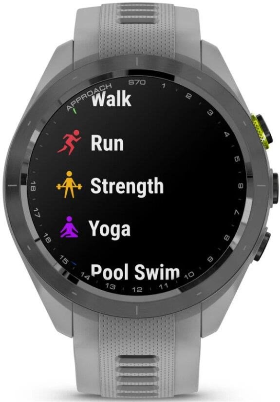 Garmin Approach S70 42 mm zegarek GPS, czarna ceramiczna luneta/pasek Powder Grey
