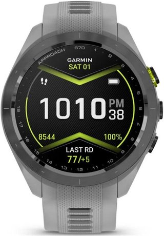 Garmin Approach S70 42 mm zegarek GPS, czarna ceramiczna luneta/pasek Powder Grey
