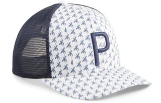 Puma Palms Trucker P męska czapka z daszkiem, biało/granatowa