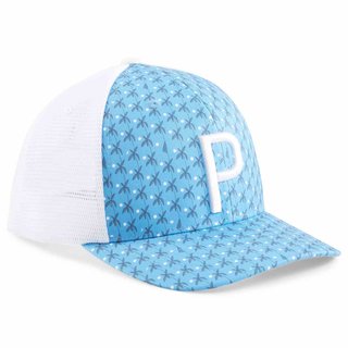 Puma Palms Trucker P męska czapka z daszkiem, biało/niebieska