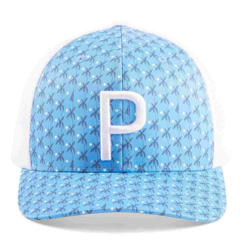 Puma Palms Trucker P męska czapka z daszkiem, biało/niebieska