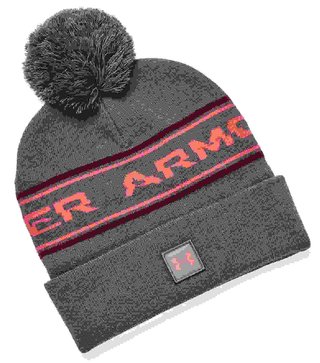 Under Armour Halftime Pom pánská męska czapka zimowa, szaro/czerwona