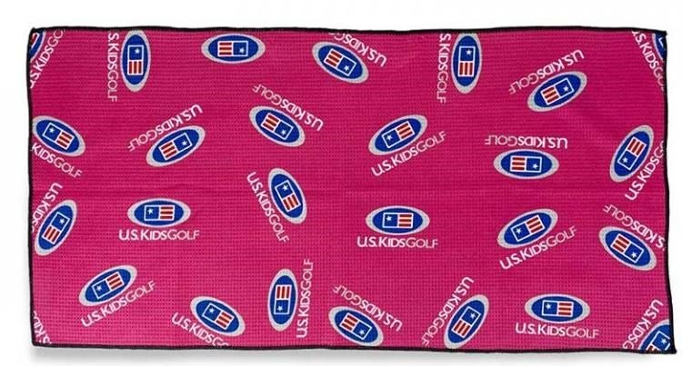 U.S. Kids Golf Multi Logo Microfiber ręcznik golfowy, różowy