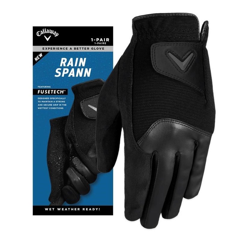 Callaway Rain Spann męskie rękawice golfowe, czarne, 1 para