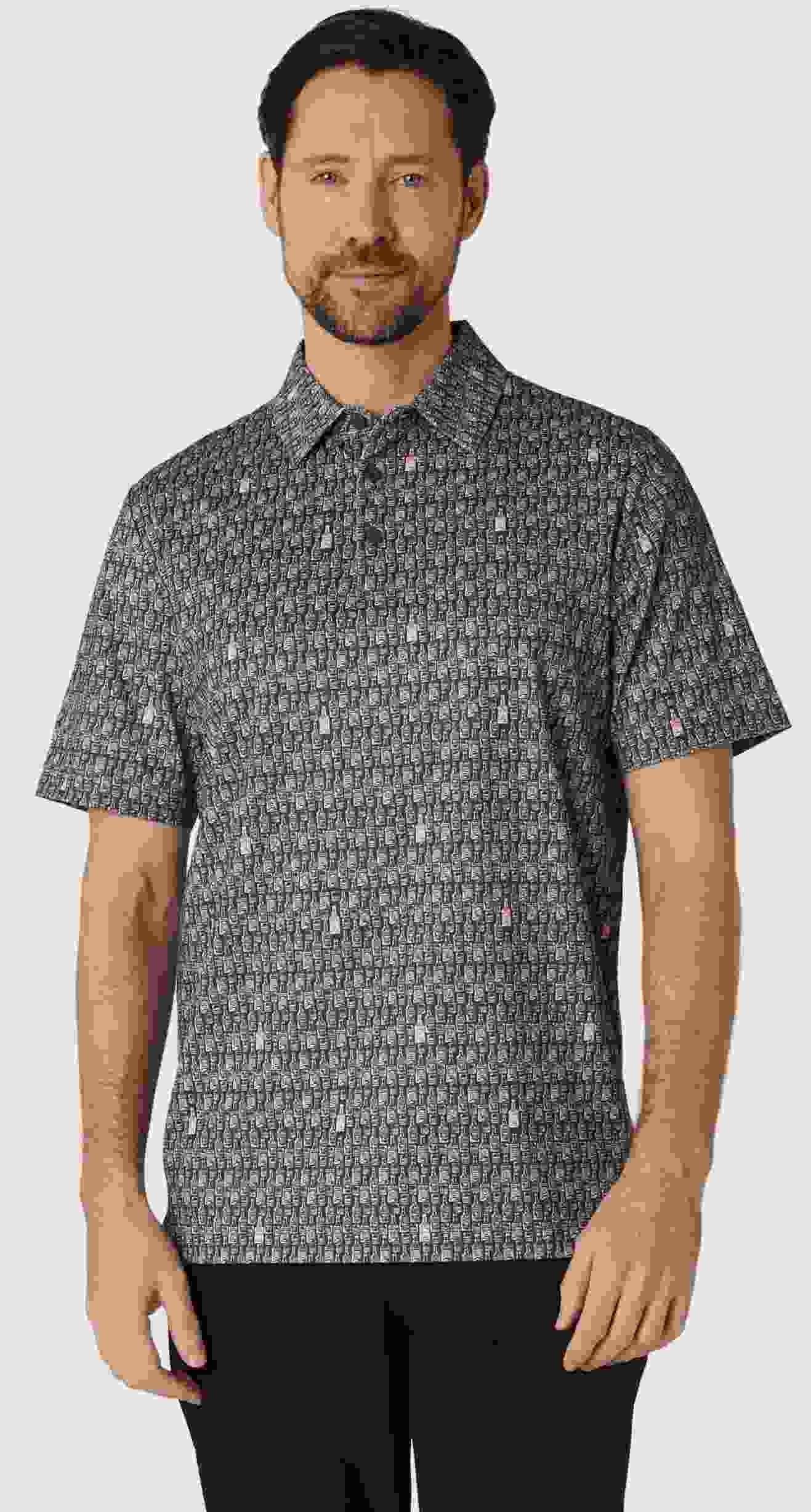 Callaway All-Over Scotch Novelty Print męskie polo, szare