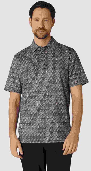 Callaway All-Over Scotch Novelty Print męskie polo, szare