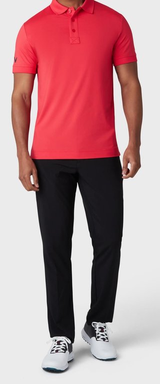 Callaway Solid Ribbed męskie polo, hibicus