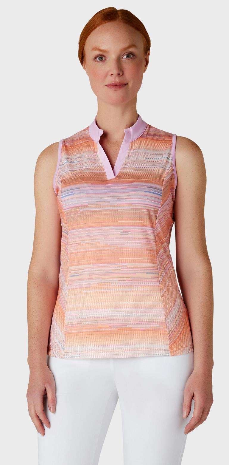 Callaway Striped Sleeveless damskie polo, papaya