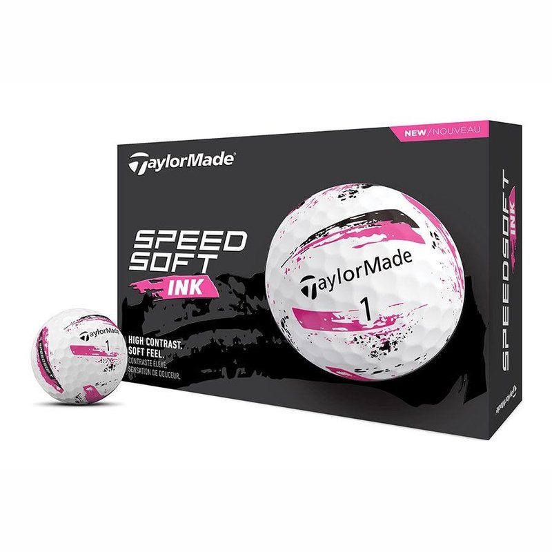 TaylorMade SpeedSoft Ink piłki golfowe, biało/różowe