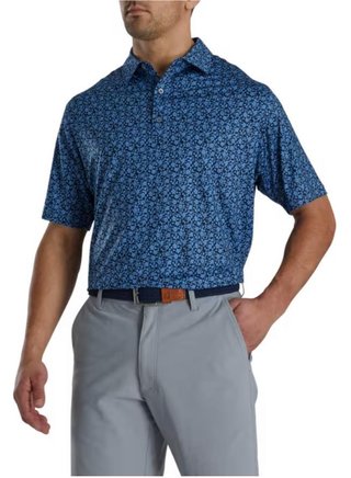 FootJoy Painted Floral Lisle męskie polo, granatowe