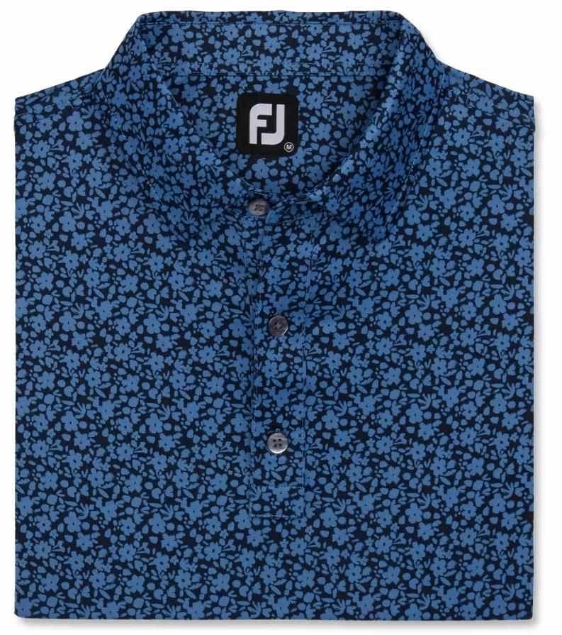 FootJoy Painted Floral Lisle męskie polo, granatowe