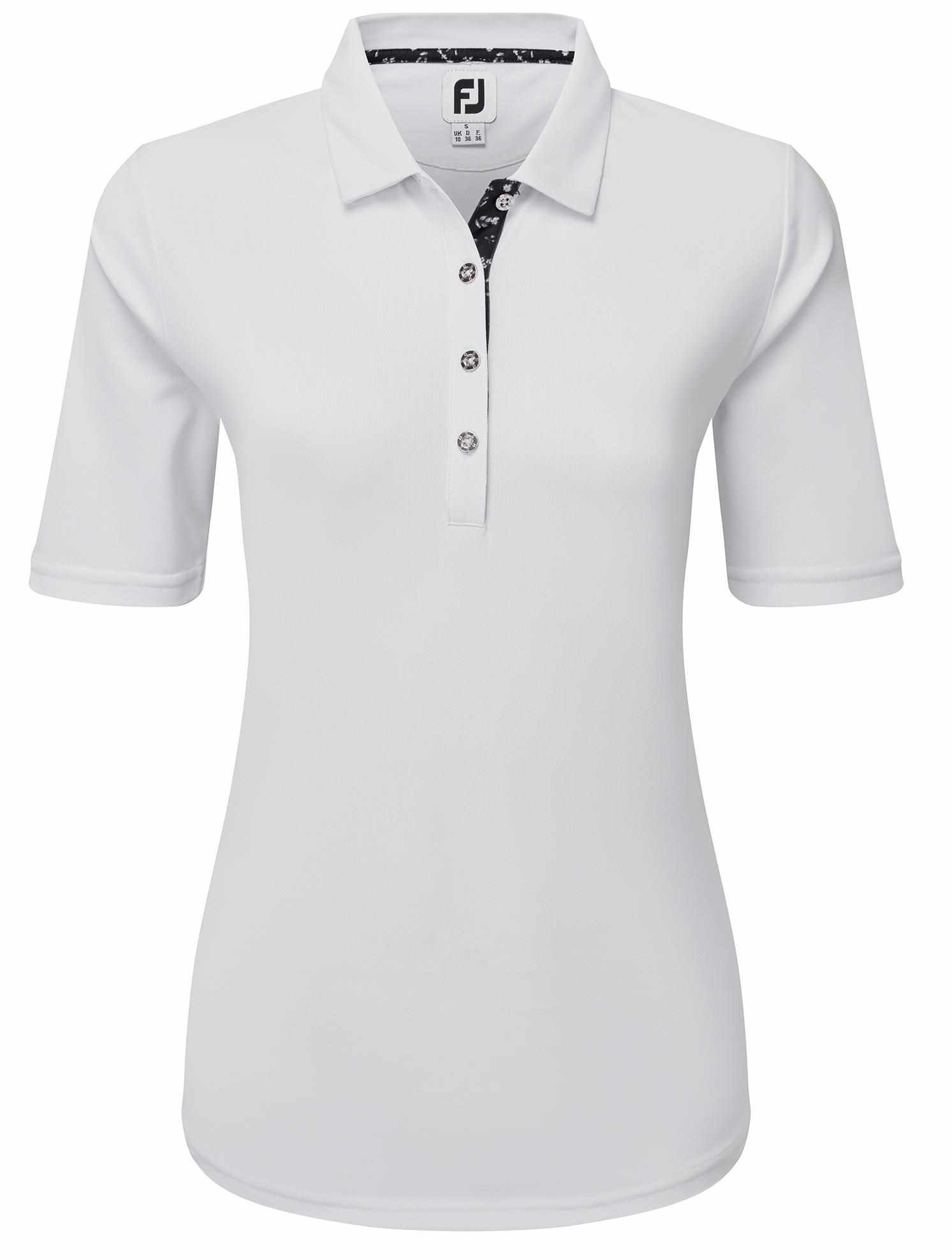 FootJoy 1/2 Sleeve Solid Pique damskie polo, białe