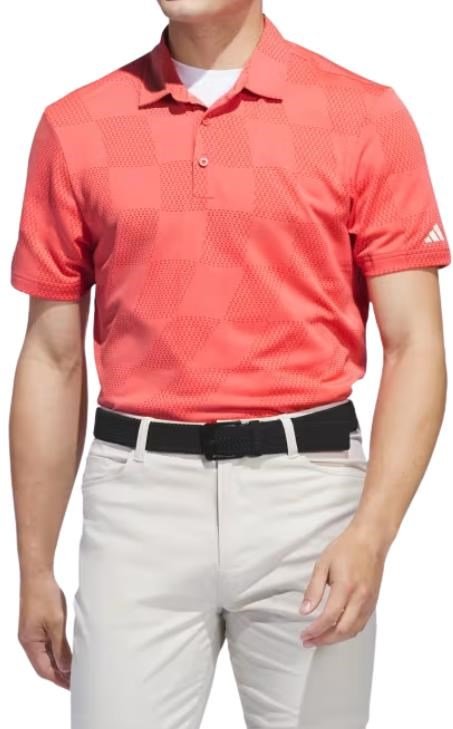 Adidas Textured męskie polo, preloved scarlet