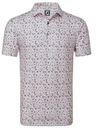 FootJoy Primrose Print Self Collar Lisle męskie polo, jasno różowe