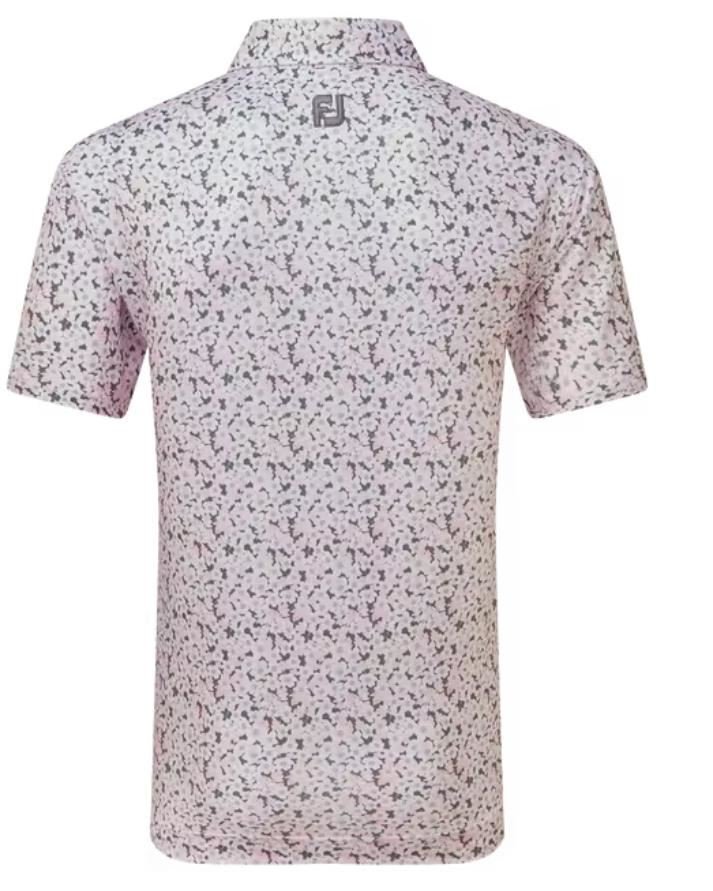 FootJoy Primrose Print Self Collar Lisle męskie polo, jasno różowe