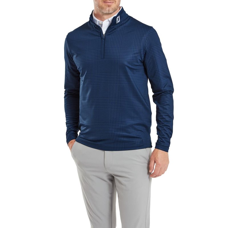 FootJoy Glen Plaid Print Chill-Out męska bluza, granatowa