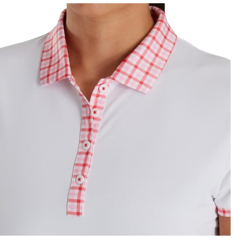FootJoy Gingham Trim damskie polo, białe