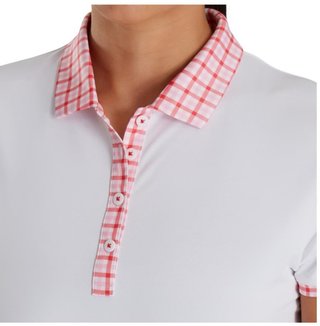 FootJoy Gingham Trim damskie polo, białe