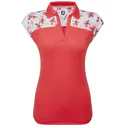 FootJoy Blocekd Floral Print Lisle damskie polo, czerwone
